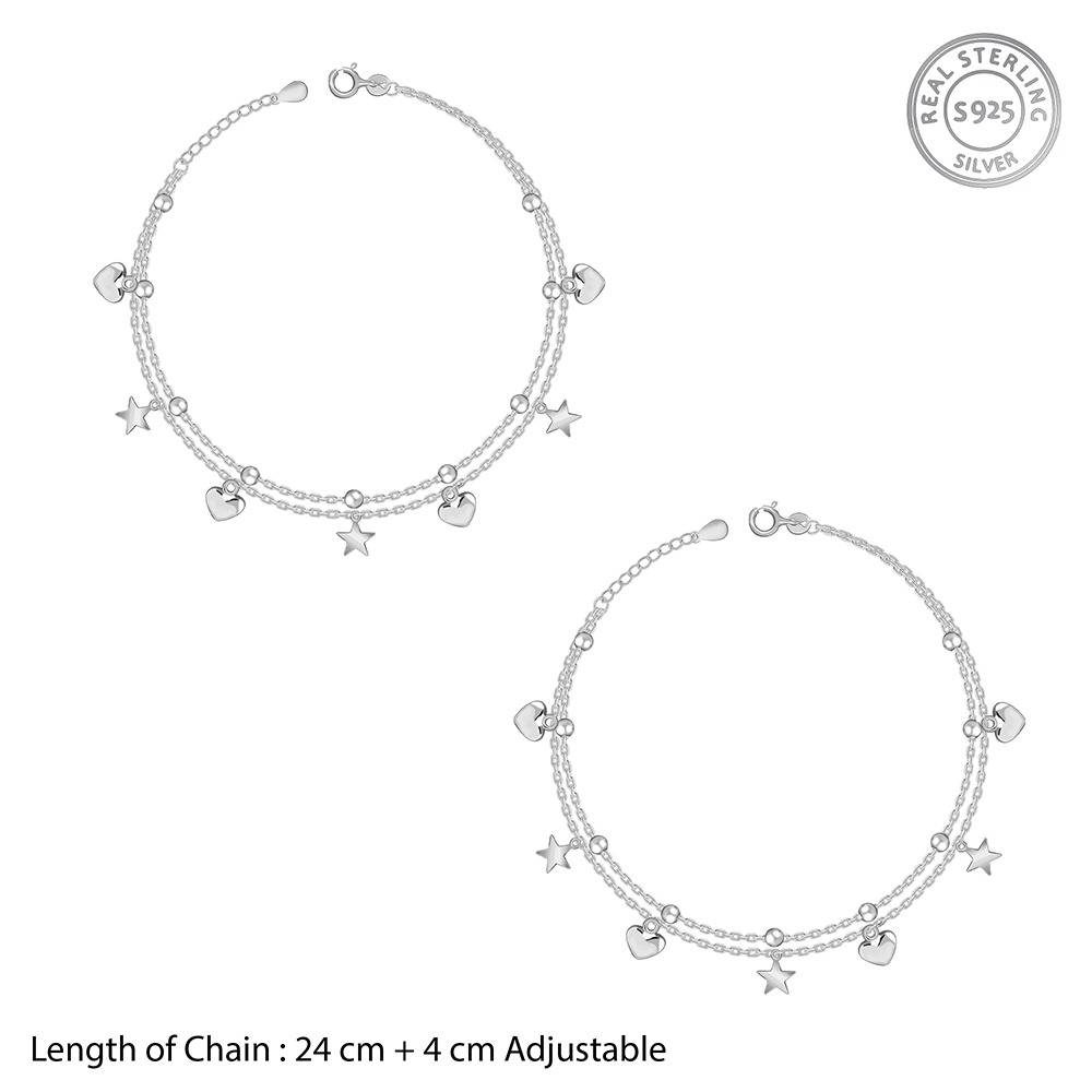 925 Silver Celestial Rhythm Anklet,Single| Gifts For Women And Girls | With Certificate Of Authenticity And 925 Stamp : TLA057