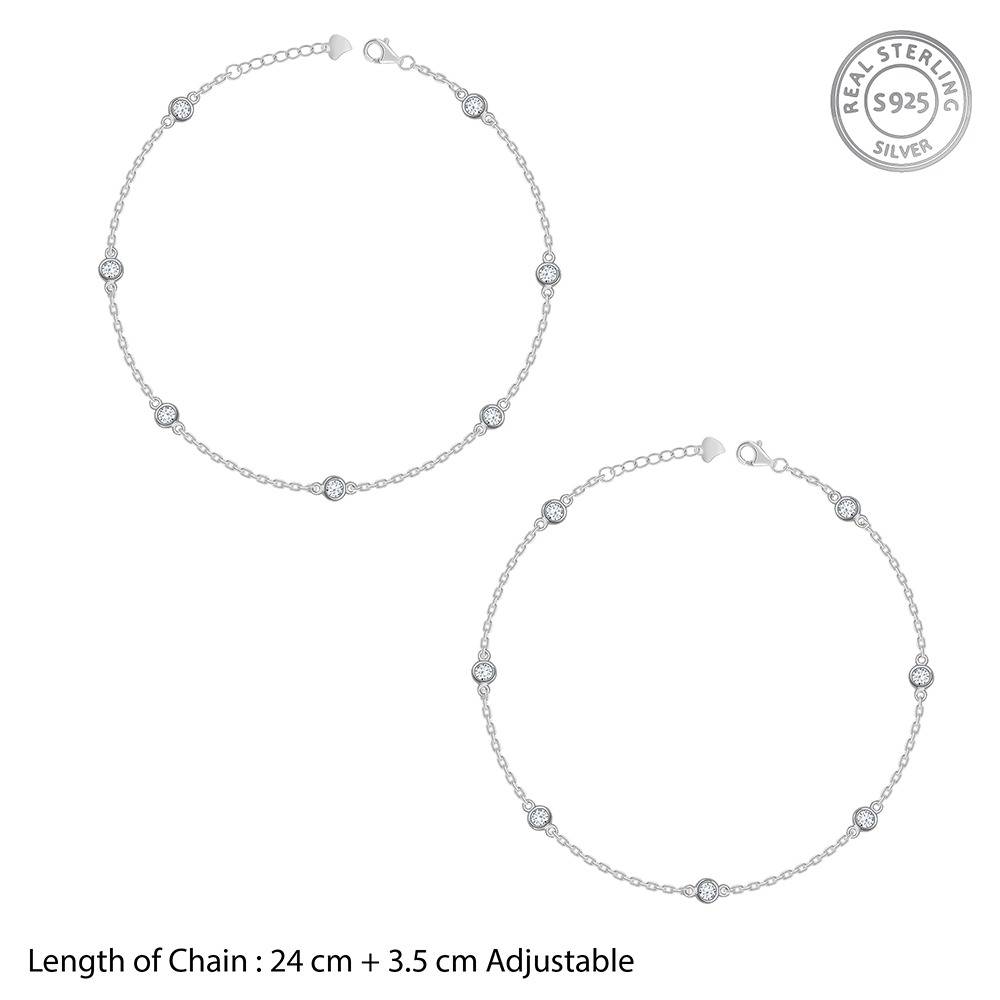 925 Silver Celestial Love Anklet | Gifts For Women And Girls | With Certificate Of Authenticity And 925 Stamp | 6 Mon : TLA058