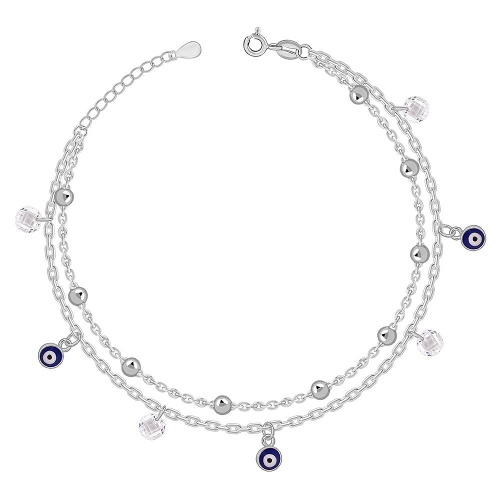 925 Silver Divine Nazar Layered Anklet | Gifts For Women And Girls | With Certificate Of Authenticity And 925 Stamp | : TLA067