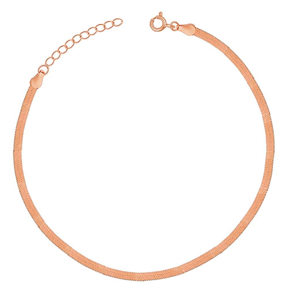 925 Silver Rose Gold Sarpika Shine Anklet,Single| Gifts For Women And Girls | With Certificate Of Authenticity And 92 : TLA072