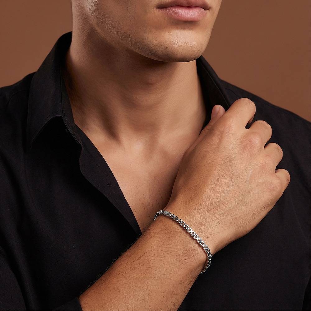 925 Silver Silent Flex Bracelet For Him|Gifts For Men And Boys|With Certificate Of Authenticity And 925 Stamp |6 Mo : TLBR0104