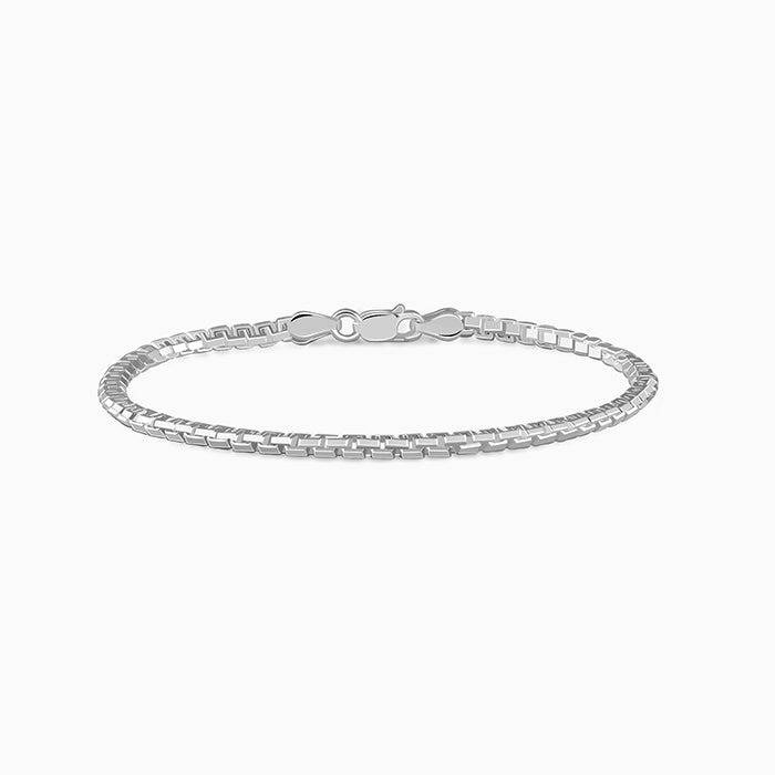 925 Silver Box Chain Bracelet For Him|Gifts For Men And Boys|With Certificate Of Authenticity And 925 Stamp |6 Mont : TLBR0111