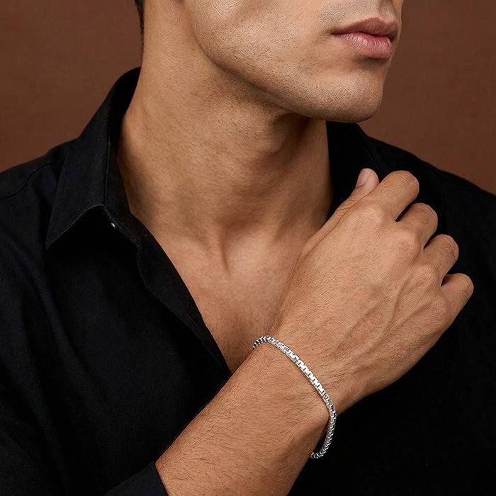925 Silver Box Chain Bracelet For Him|Gifts For Men And Boys|With Certificate Of Authenticity And 925 Stamp |6 Mont : TLBR0111