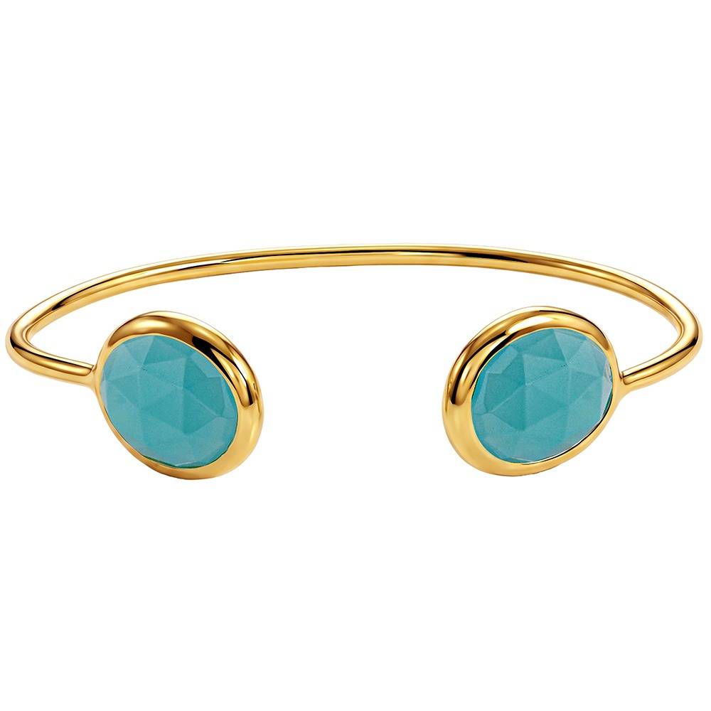 Giva 925 Silver Golden Blue Onyx Cuff Bracelet|Gifts For Women And Girls | With Certificate Of Authenticity And 925 : TLBR0226