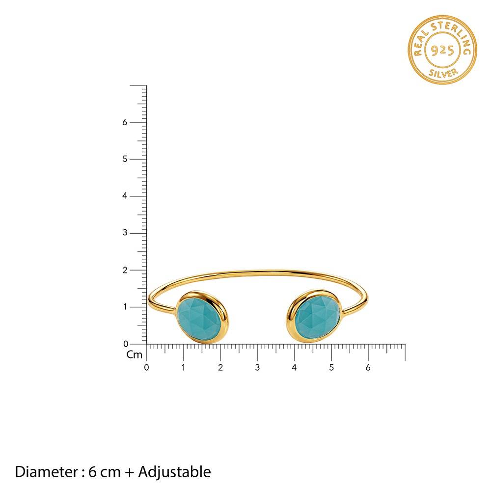 Giva 925 Silver Golden Blue Onyx Cuff Bracelet|Gifts For Women And Girls | With Certificate Of Authenticity And 925 : TLBR0226