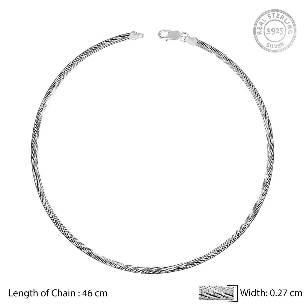 925 Silver Flat Snake Chain For Him|Chains For Men & Boys|With Certificate Of Authenticity And 925 Stamp |6 Months W : TLCH054