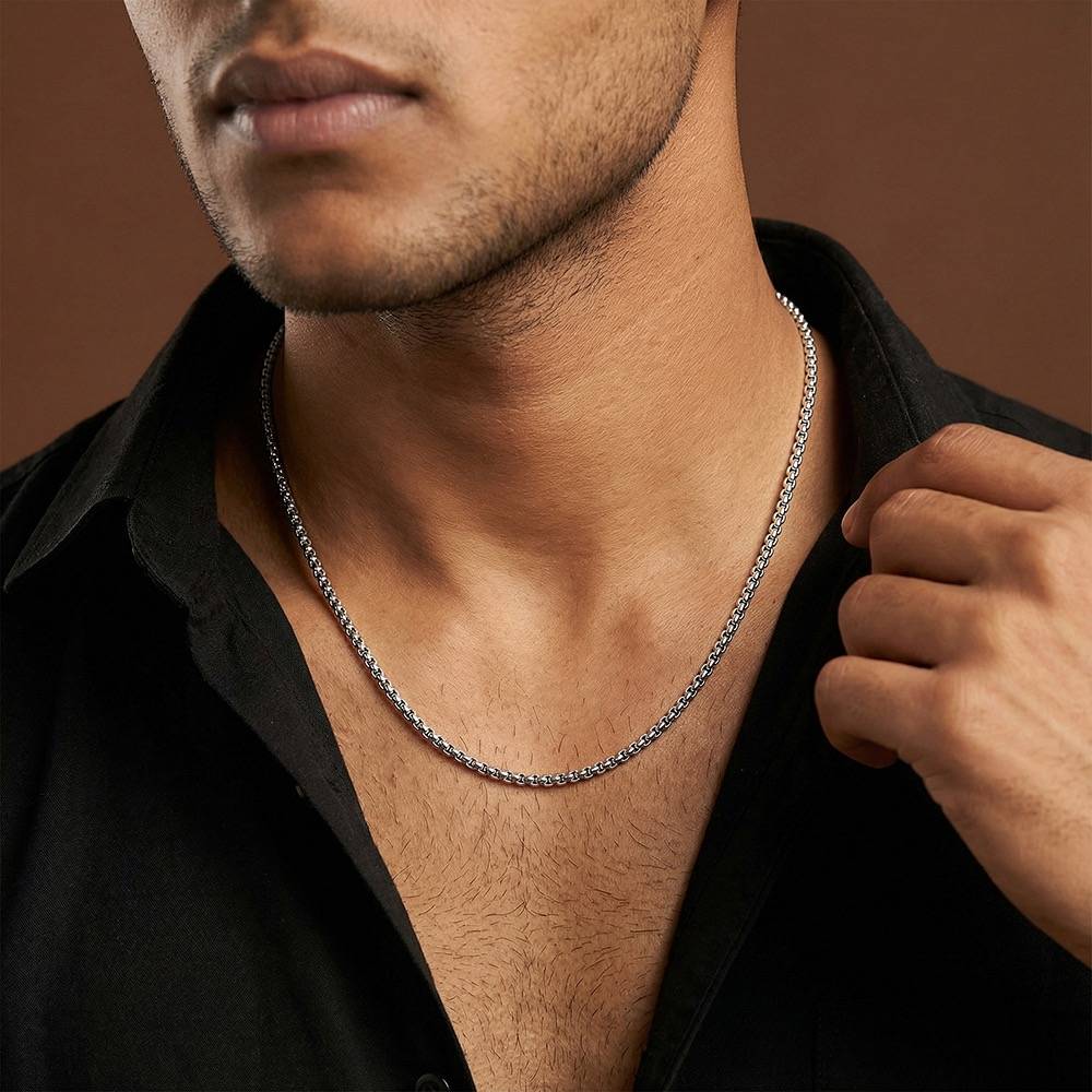 925 Oxidised Silver Flex Box Chain For Him|Chains For Men & Boys|With Certificate Of Authenticity And 925 Stamp |6 M : TLCH061