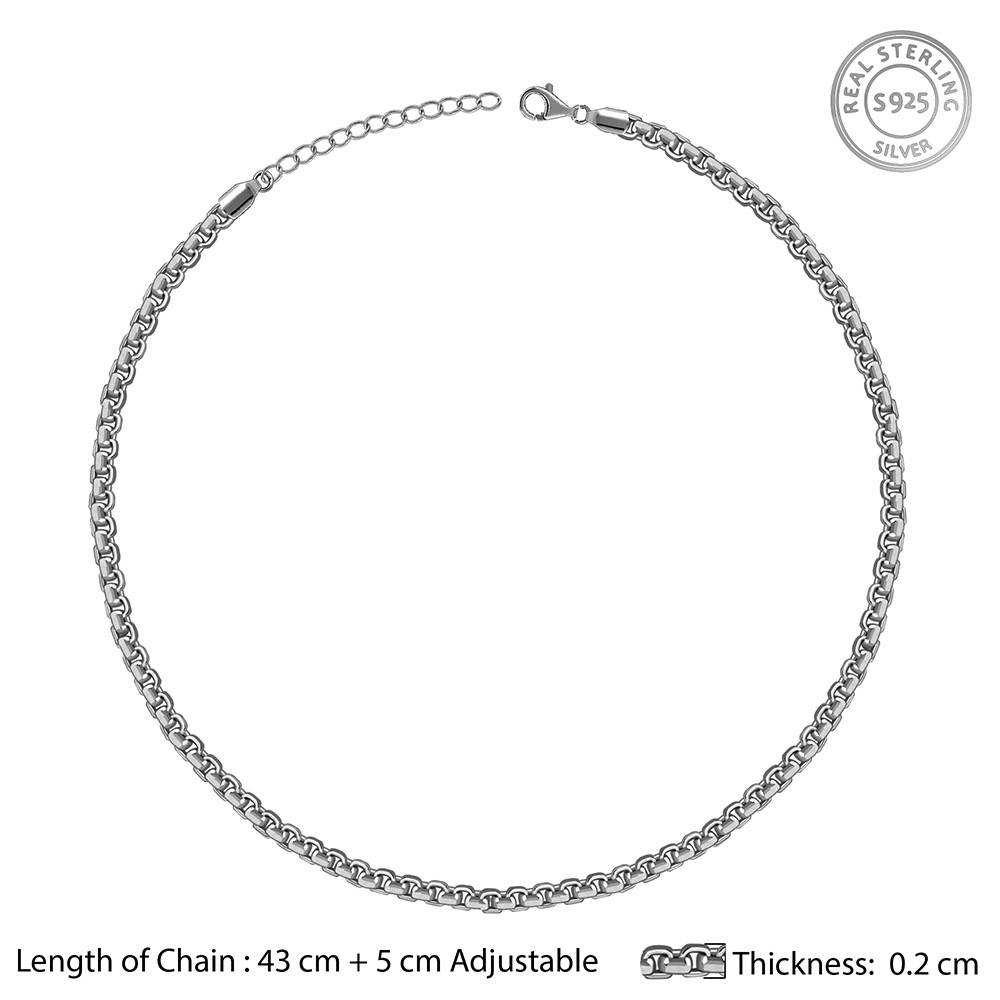 925 Oxidised Silver Flex Box Chain For Him|Chains For Men & Boys|With Certificate Of Authenticity And 925 Stamp |6 M : TLCH061