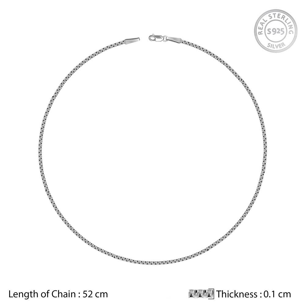 925 Oxidised Silver Octagonal Box Chain For Him|Chains For Men & Boys|With Certificate Of Authenticity And 925 Stamp : TLCH066