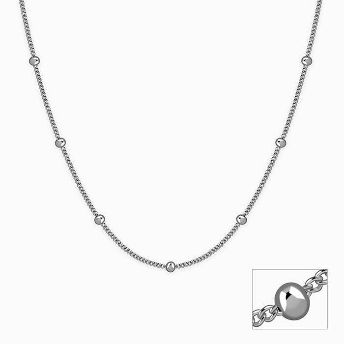 925 Silver Sleek Ball Station Chain|Chains To Gift Women & Girls | With Certificate Of Authenticity And 925 Stamp |  : TLCH077