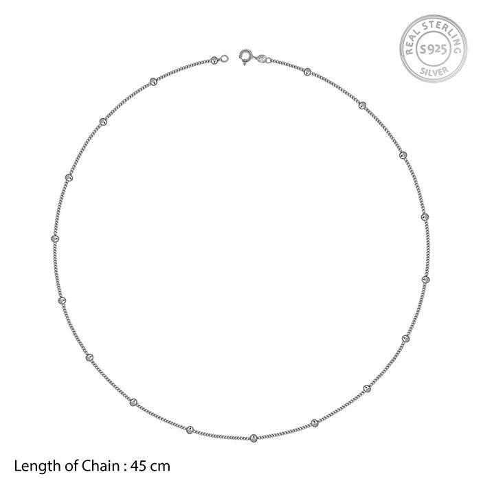 925 Silver Sleek Ball Station Chain|Chains To Gift Women & Girls | With Certificate Of Authenticity And 925 Stamp |  : TLCH077