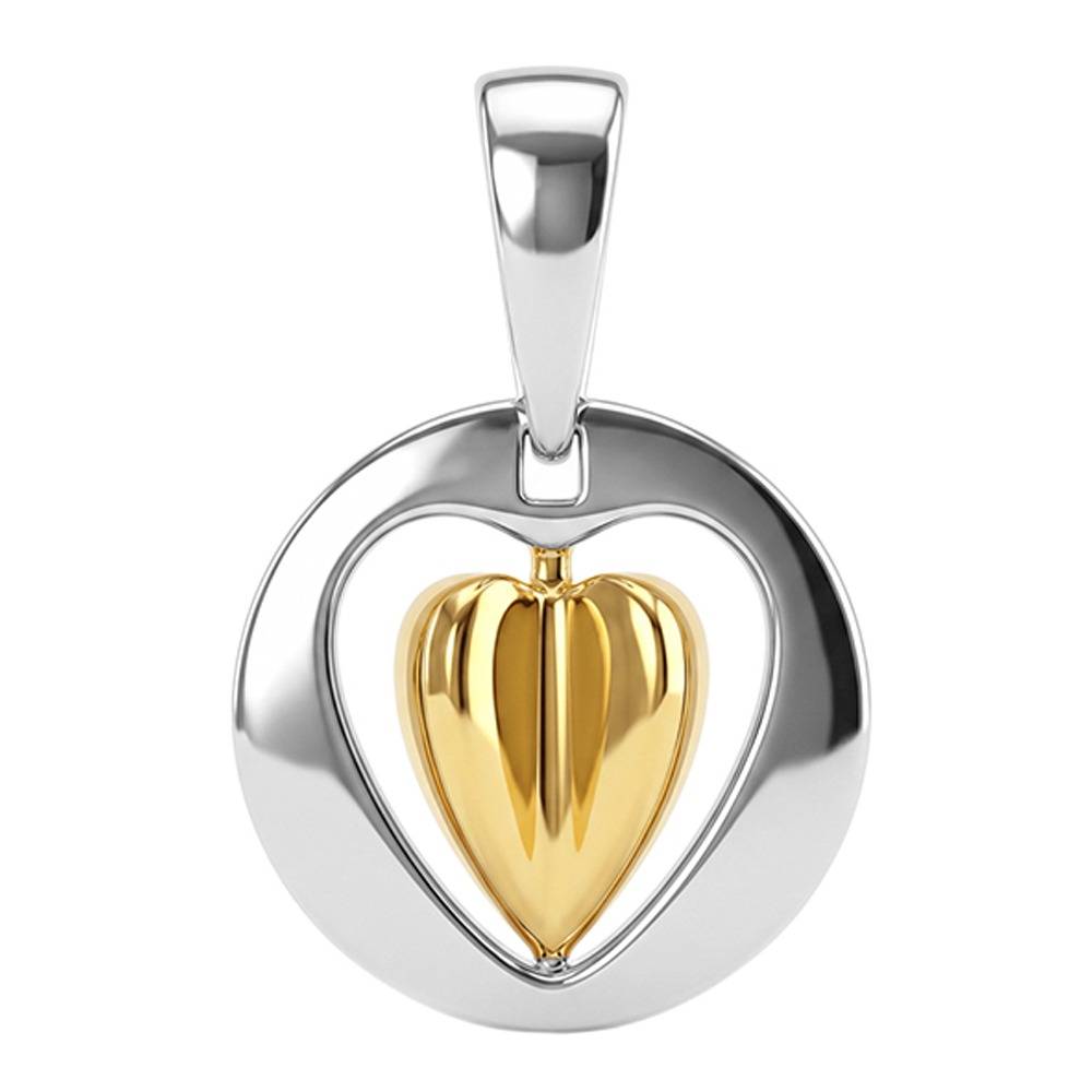 925 Silver Dual Tone Heart In Frame Pendant|Necklace To Gift Women & Girls | With Certificate Of Authenticity And 925 : TLCR07