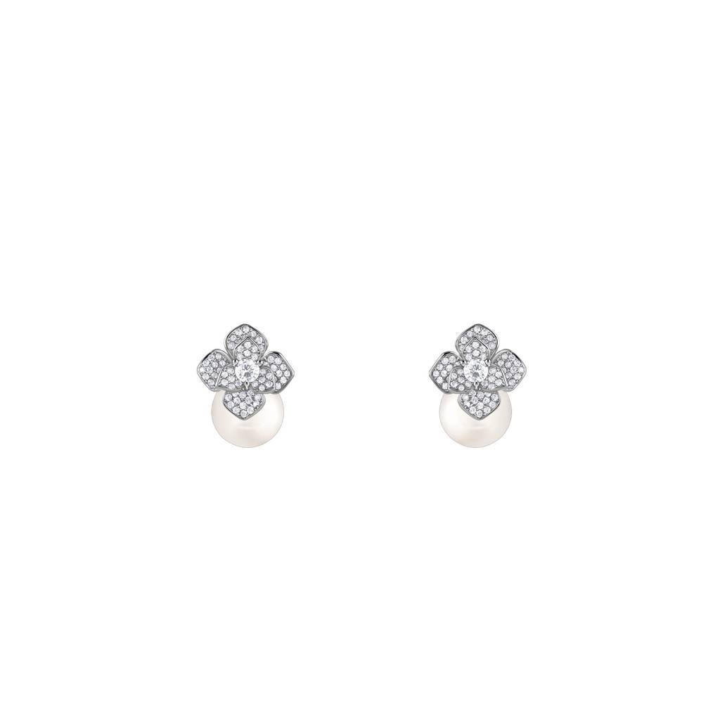 925 Silver Camellia Pearl Drop Earrings|Studs To Gift Women & Girls | With Certificate Of Authenticity And 925 Stam : TLER0120