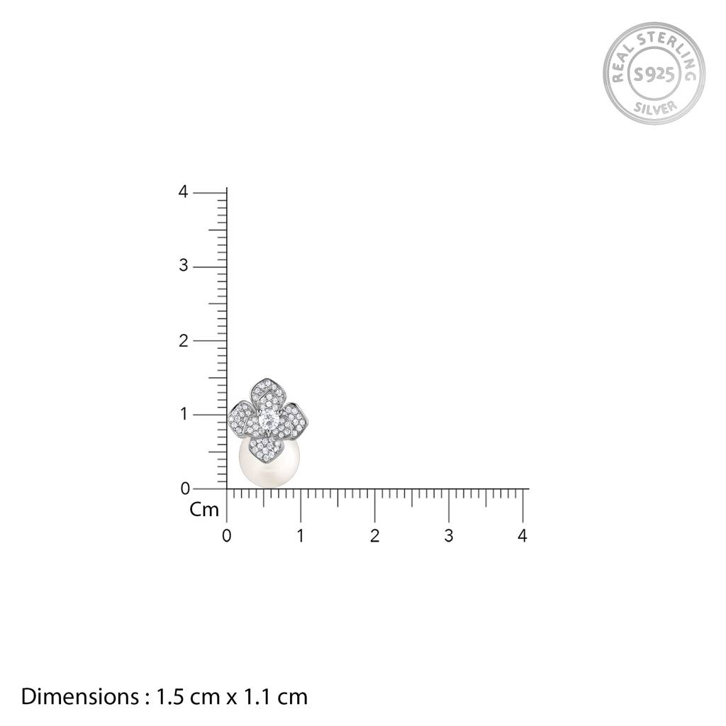 925 Silver Camellia Pearl Drop Earrings|Studs To Gift Women & Girls | With Certificate Of Authenticity And 925 Stam : TLER0120