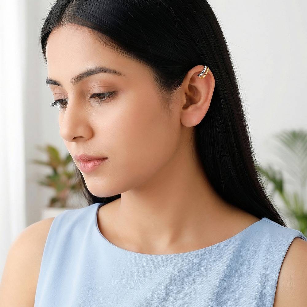 925 Silver Dual Tone Sublime Shine Ear Cuff : TLER0132