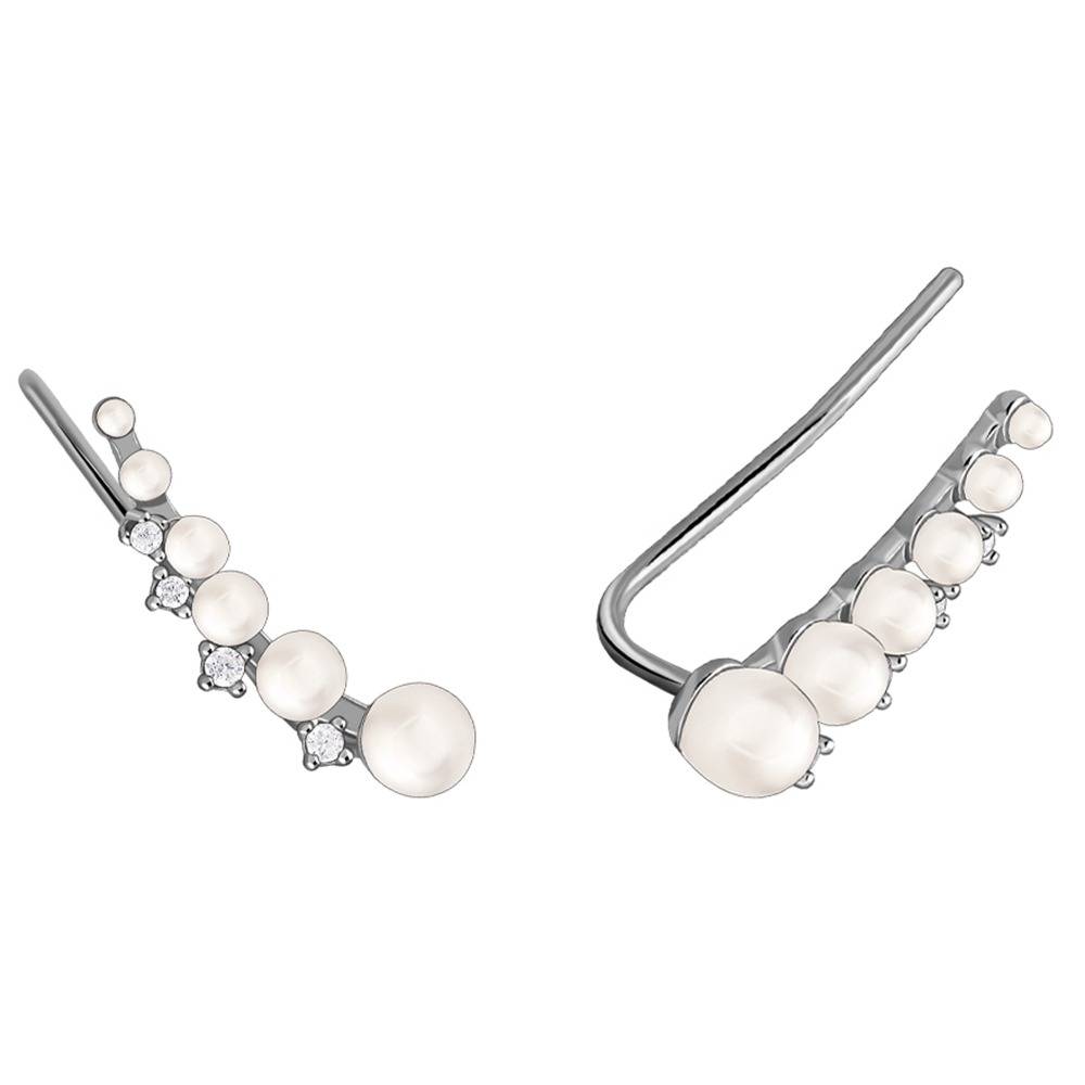 925 Silver Pearl Ascend Climber Earrings|Drops To Gift Women & Girls | With Certificate Of Authenticity And 925 Stam : TLER021