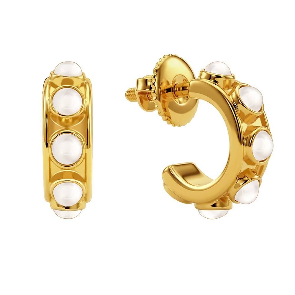 Golden Florence Pearl J Hoop Earrings|Drops To Gift Women & Girls | With Certificate Of Authenticity And 925 Stamp  : TLER0223