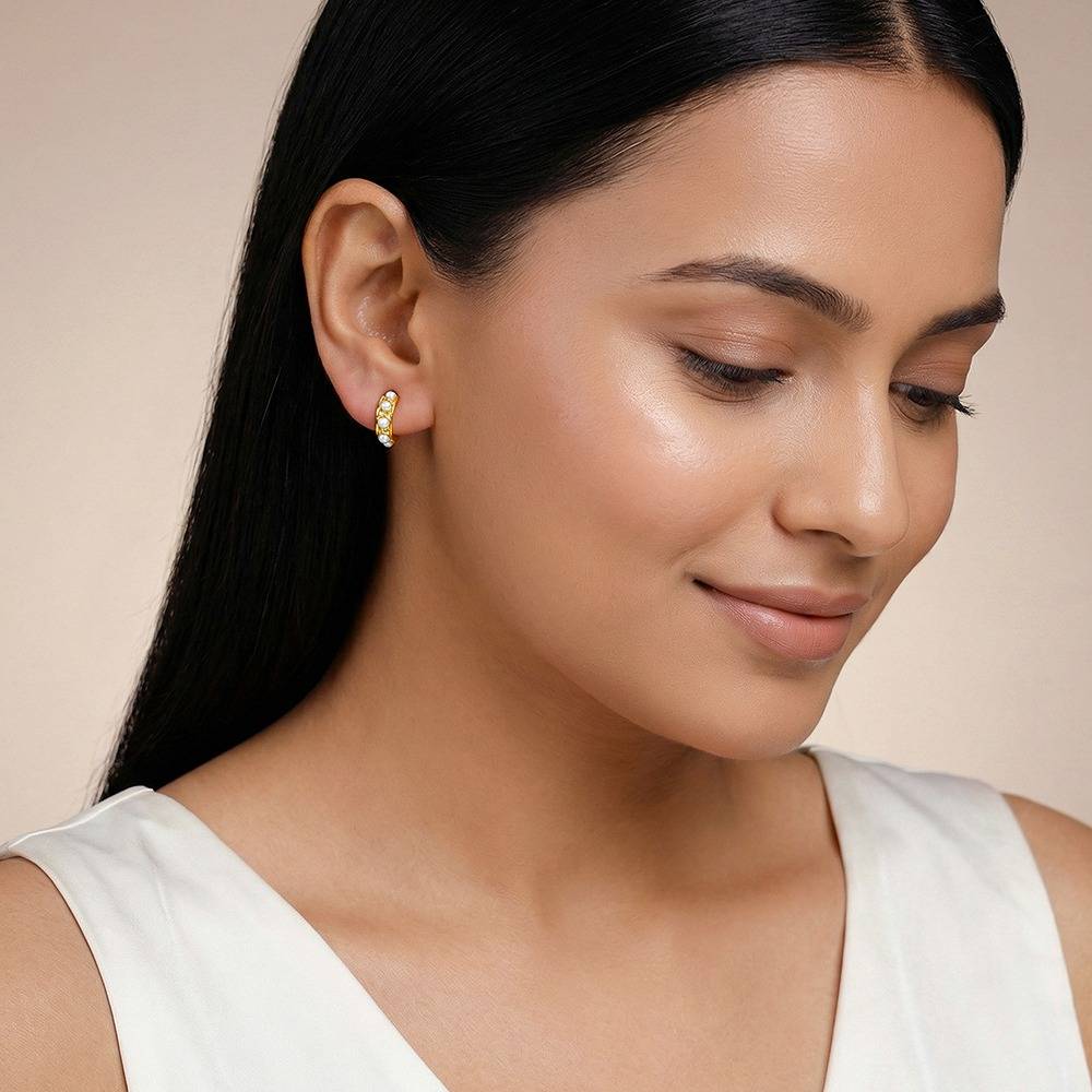 Golden Florence Pearl J Hoop Earrings|Drops To Gift Women & Girls | With Certificate Of Authenticity And 925 Stamp  : TLER0223