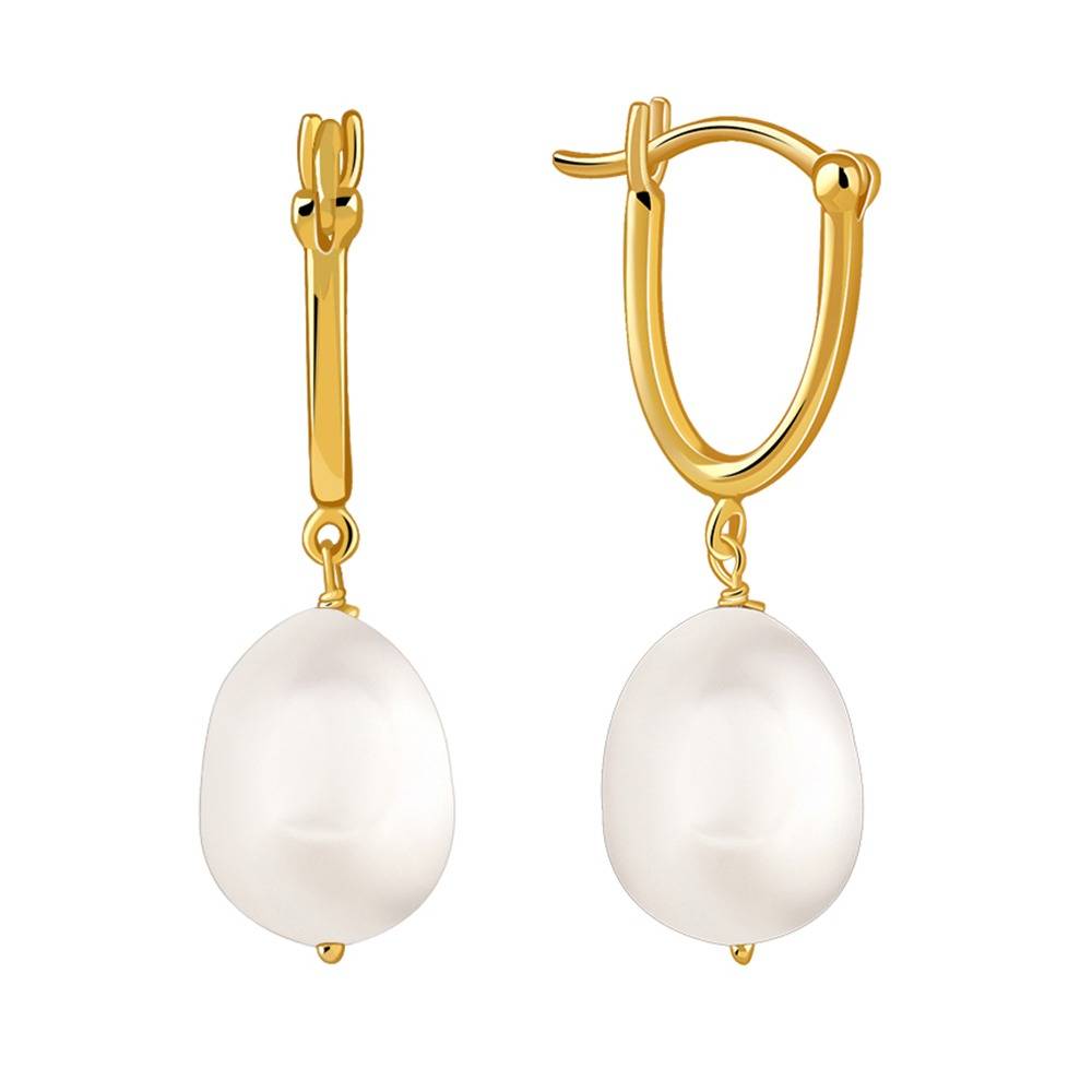 925 Silver Golden Thelma Pearl Drop Earrings|Drops To Gift Women & Girls | With Certificate Of Authenticity And 925 : TLER0224