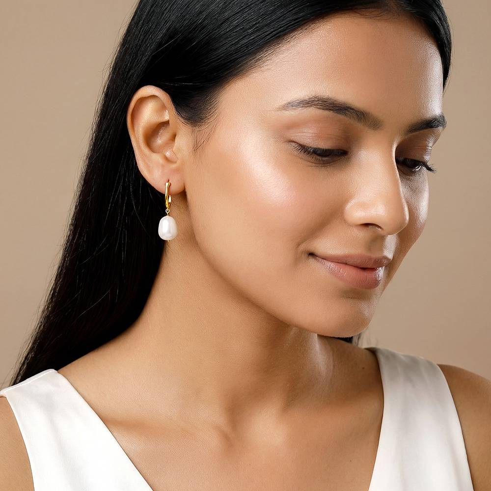 925 Silver Golden Thelma Pearl Drop Earrings|Drops To Gift Women & Girls | With Certificate Of Authenticity And 925 : TLER0224