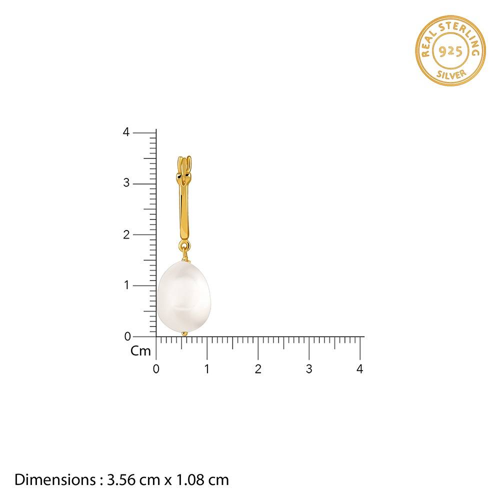 925 Silver Golden Thelma Pearl Drop Earrings|Drops To Gift Women & Girls | With Certificate Of Authenticity And 925 : TLER0224