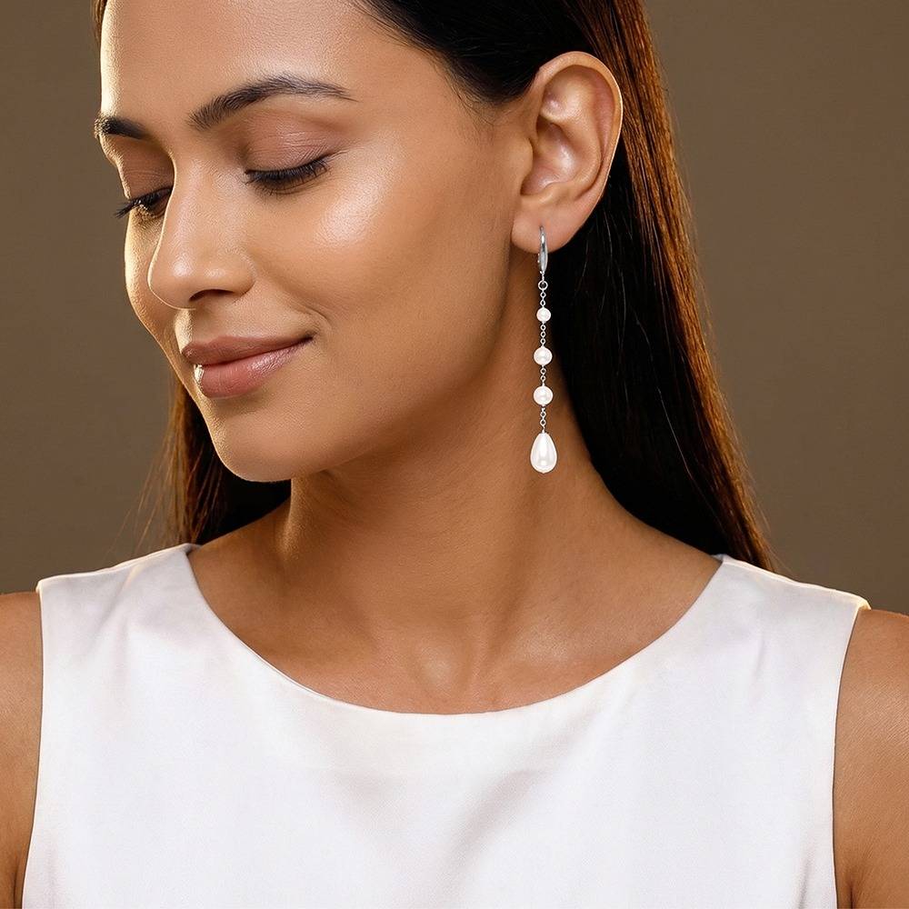 925 Silver Raquel Pearl Dangler Earrings|Danglers To Gift Women & Girls | With Certificate Of Authenticity And 925  : TLER0234