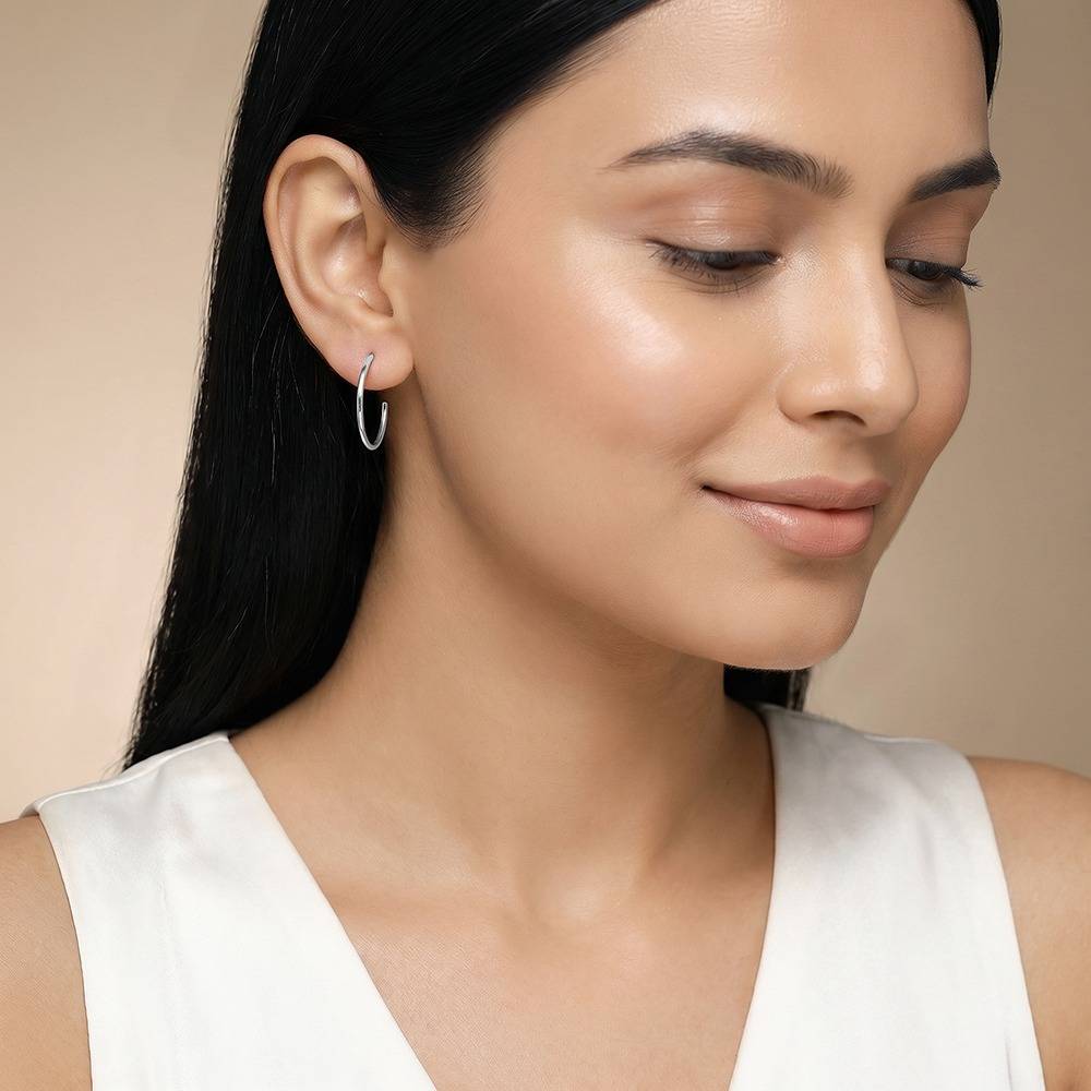 Giva 925 Silver Essential Half Hoop Earrings|Drops To Gift Women & Girls | With Certificate Of Authenticity And 925 : TLER0263