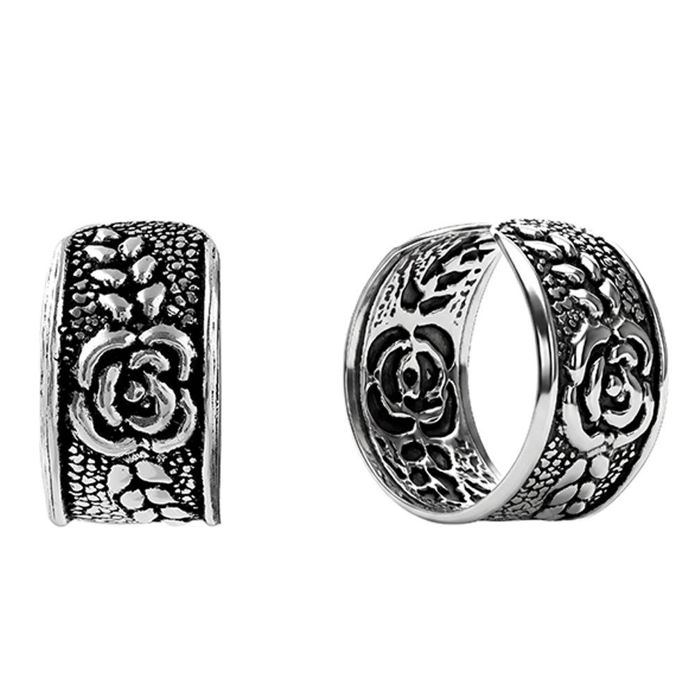 Giva 925 Silver Oxidised Textured Leaf Cuff Earrings|Drops To Gift Women & Girls | With Certificate Of Authenticity : TLER0264