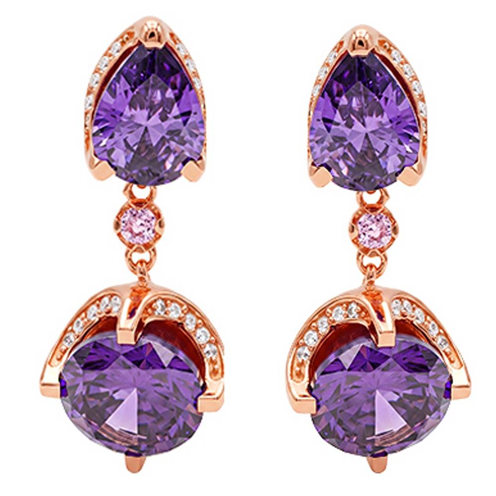 925 Silver Rose Gold Amethystos Drop Earrings|Dangler To Gift Women & Girls | With Certificate Of Authenticity And  : TLER0358
