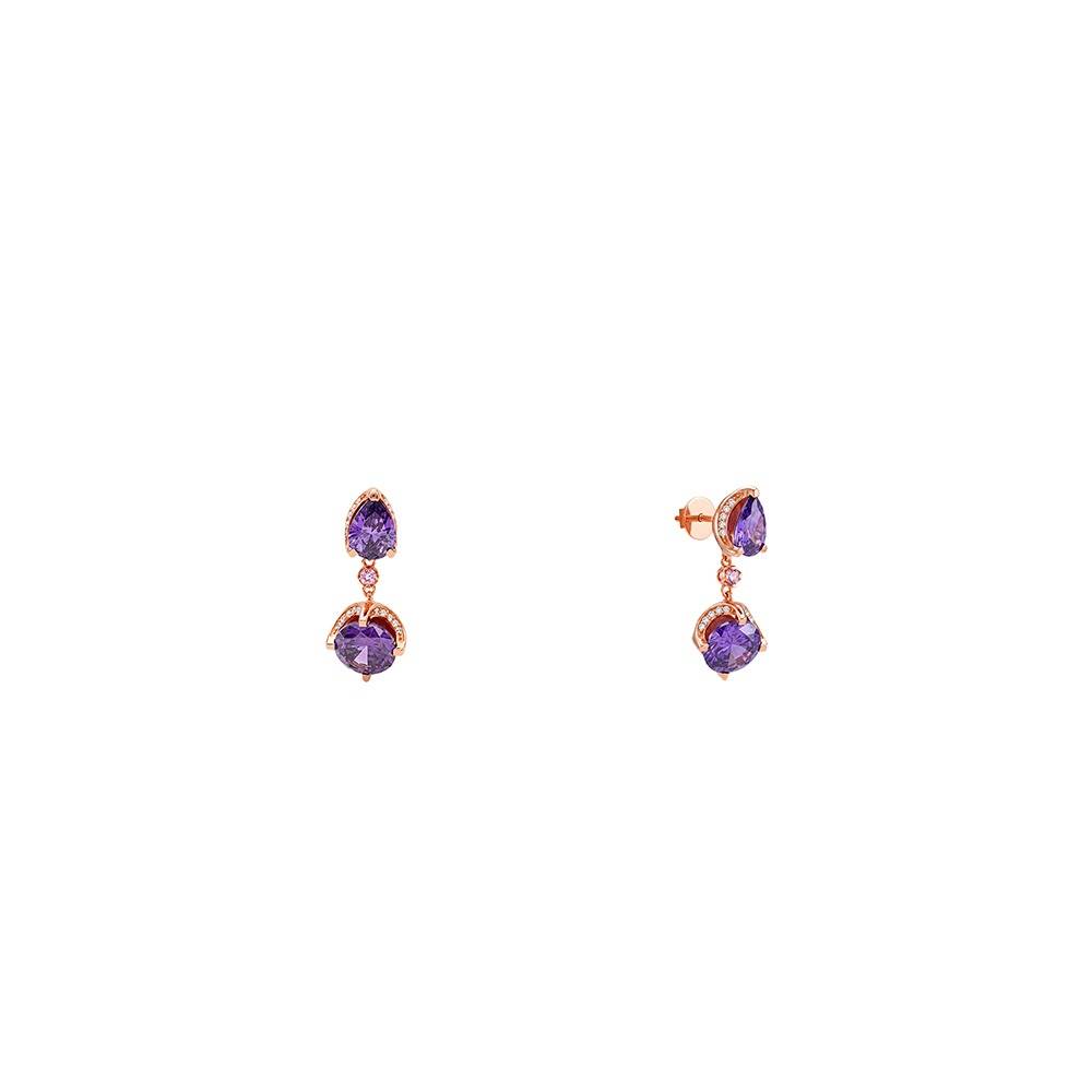 925 Silver Rose Gold Amethystos Drop Earrings|Dangler To Gift Women & Girls | With Certificate Of Authenticity And  : TLER0358
