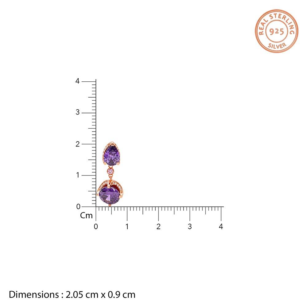 925 Silver Rose Gold Amethystos Drop Earrings|Dangler To Gift Women & Girls | With Certificate Of Authenticity And  : TLER0358