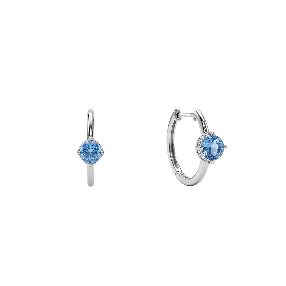 925 Silver Sky Blue Hoop Earrings|Drops To Gift Women & Girls | With Certificate Of Authenticity And 925 Stamp | 6  : TLER0359