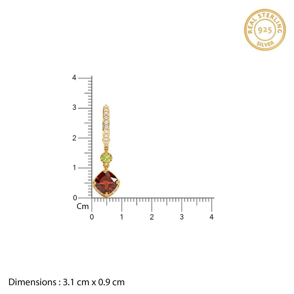 925 Silver Golden Crimson Prism Drop Earrings|Dangler To Gift Women & Girls | With Certificate Of Authenticity And  : TLER0360