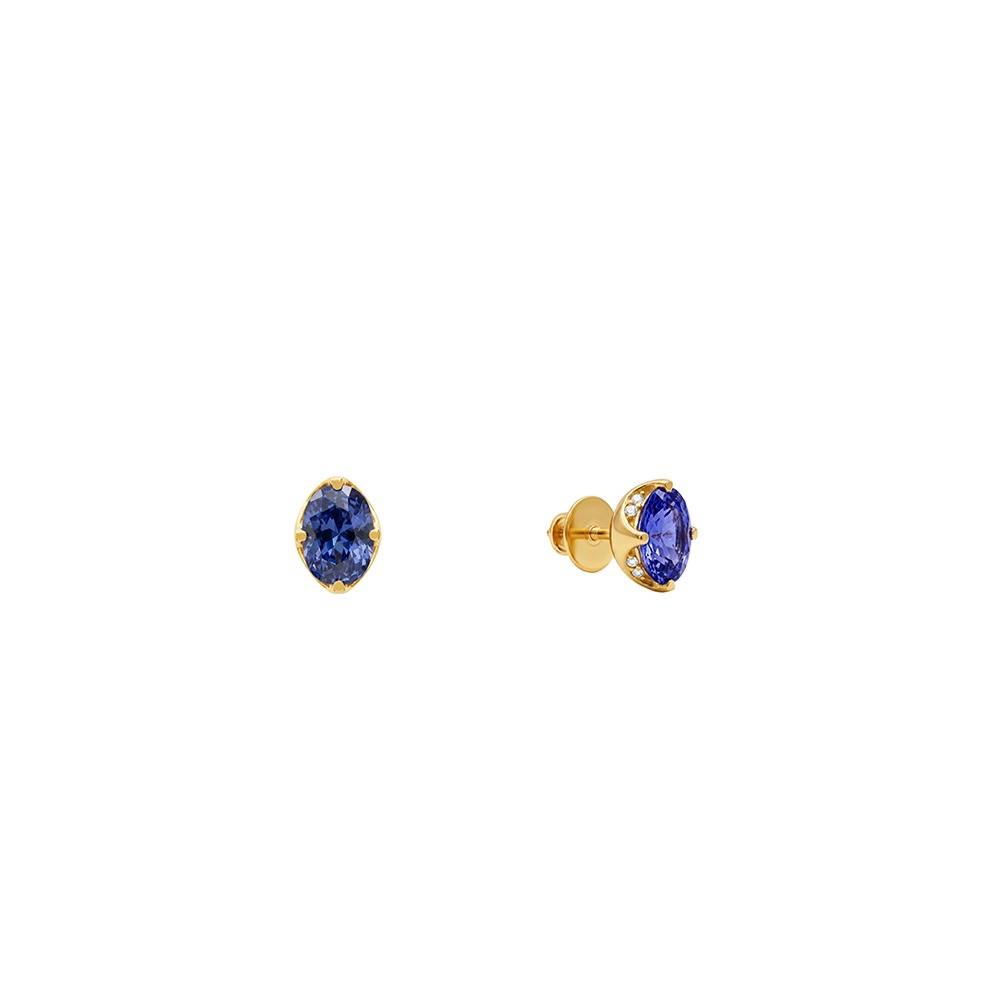 925 Silver Golden Blue Radiance Stud Earrings|Dangler To Gift Women & Girls | With Certificate Of Authenticity And  : TLER0361