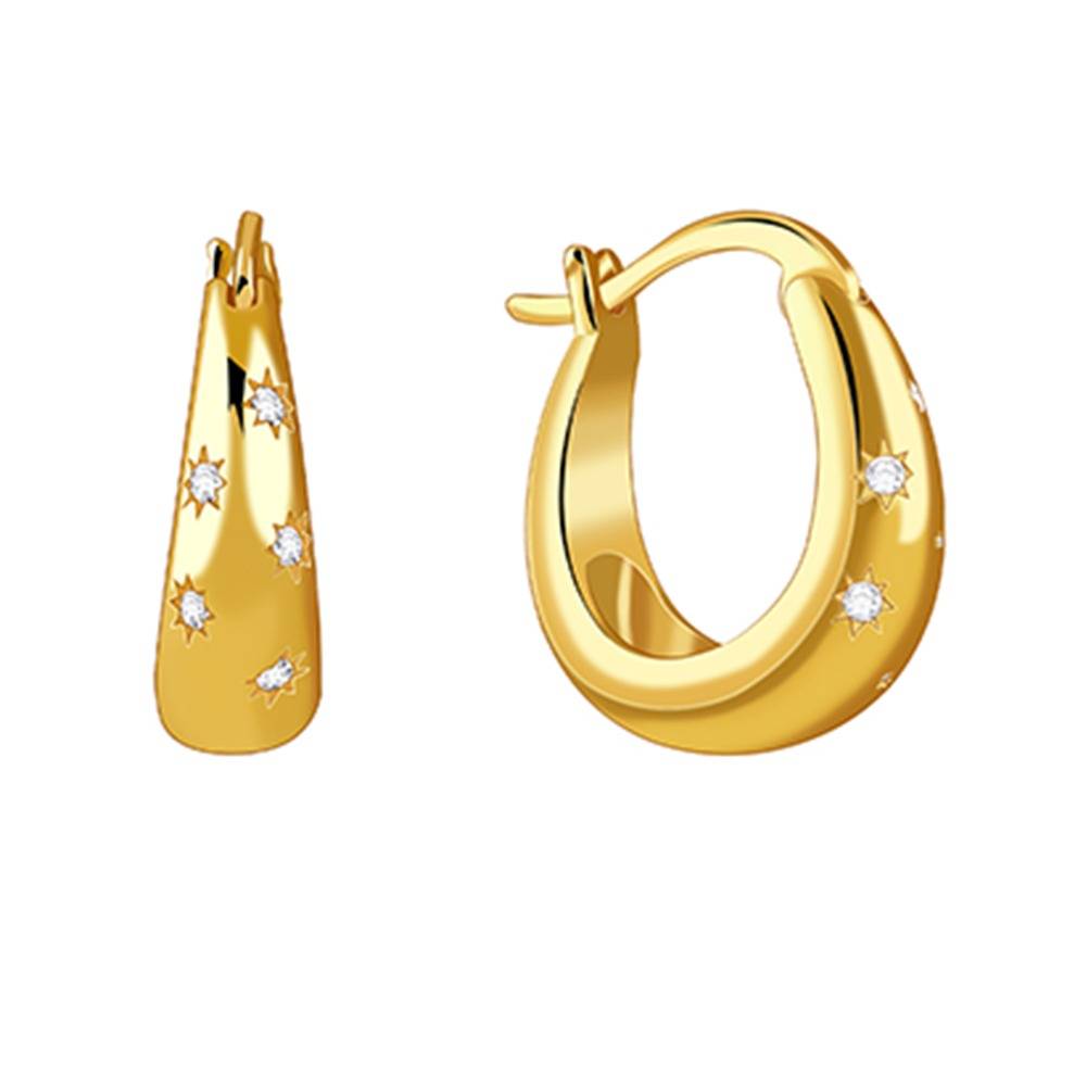 925 Silver Golden Wow Hoop Earrings : TLER044