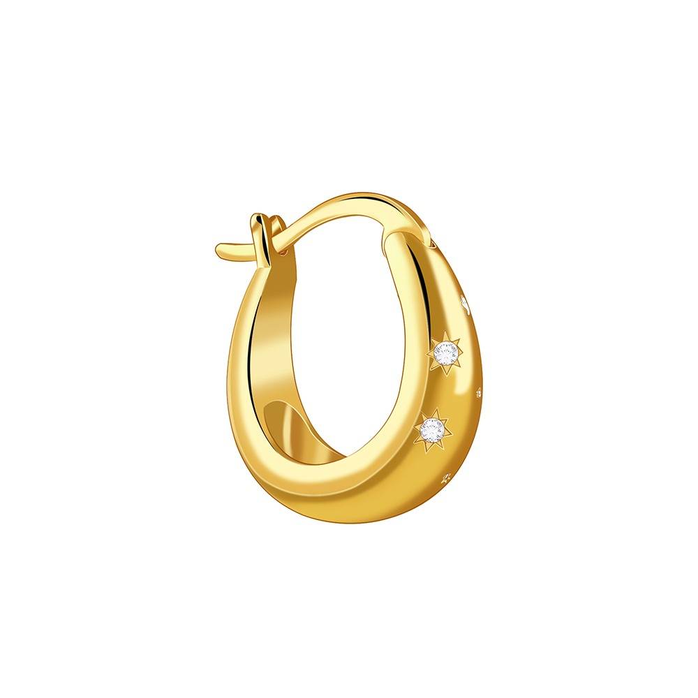 925 Silver Golden Wow Hoop Earrings : TLER044