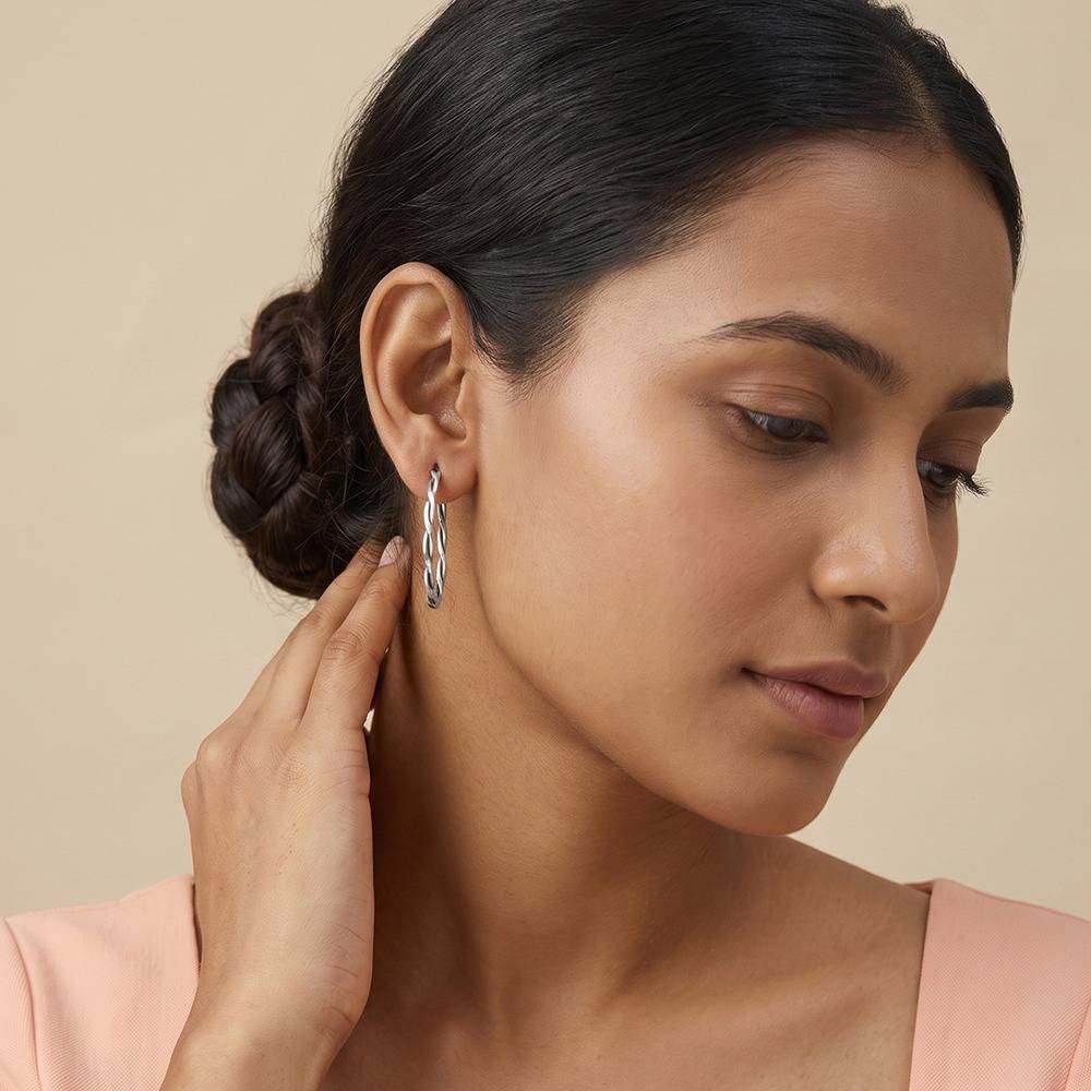 925 Silver Plumeria Half Hoop Earrings|Drops To Gift Women & Girls | With Certificate Of Authenticity And 925 Stamp : TLER0472