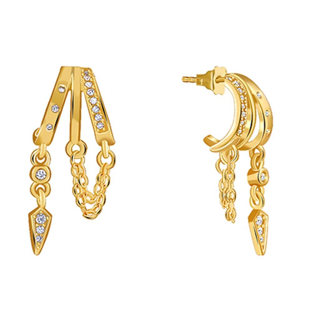 925 Silver Golden Fancy Earrings|Drops To Gift Women & Girls : TLER047