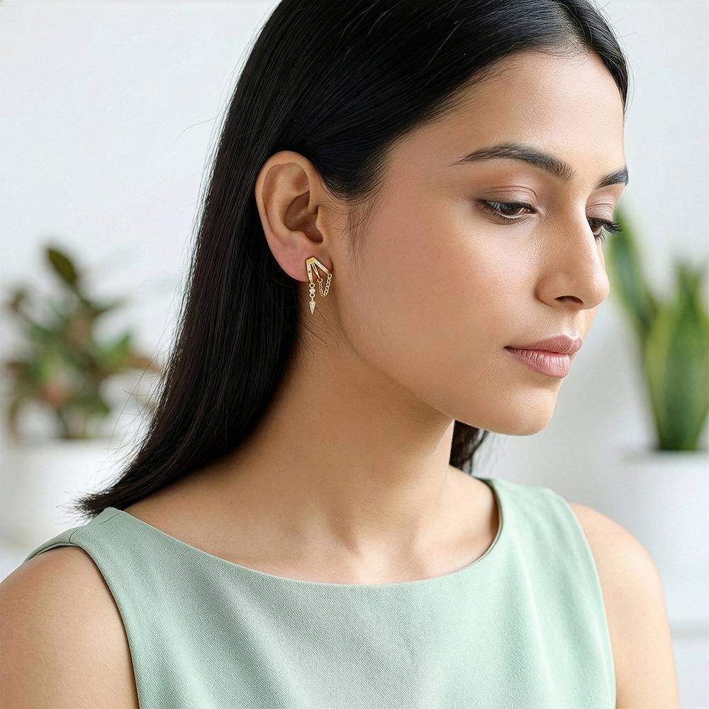 925 Silver Golden Fancy Earrings|Drops To Gift Women & Girls : TLER047