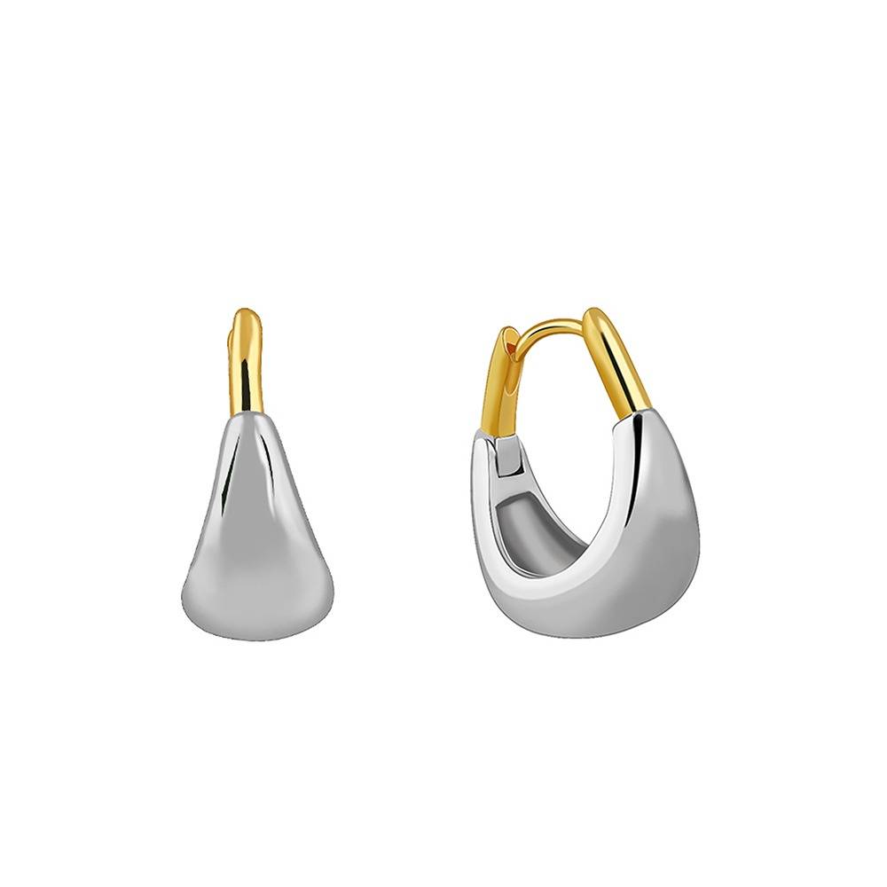 925 Silver Dual Tone Uniquely Yours Hoop Earrings : TLER066