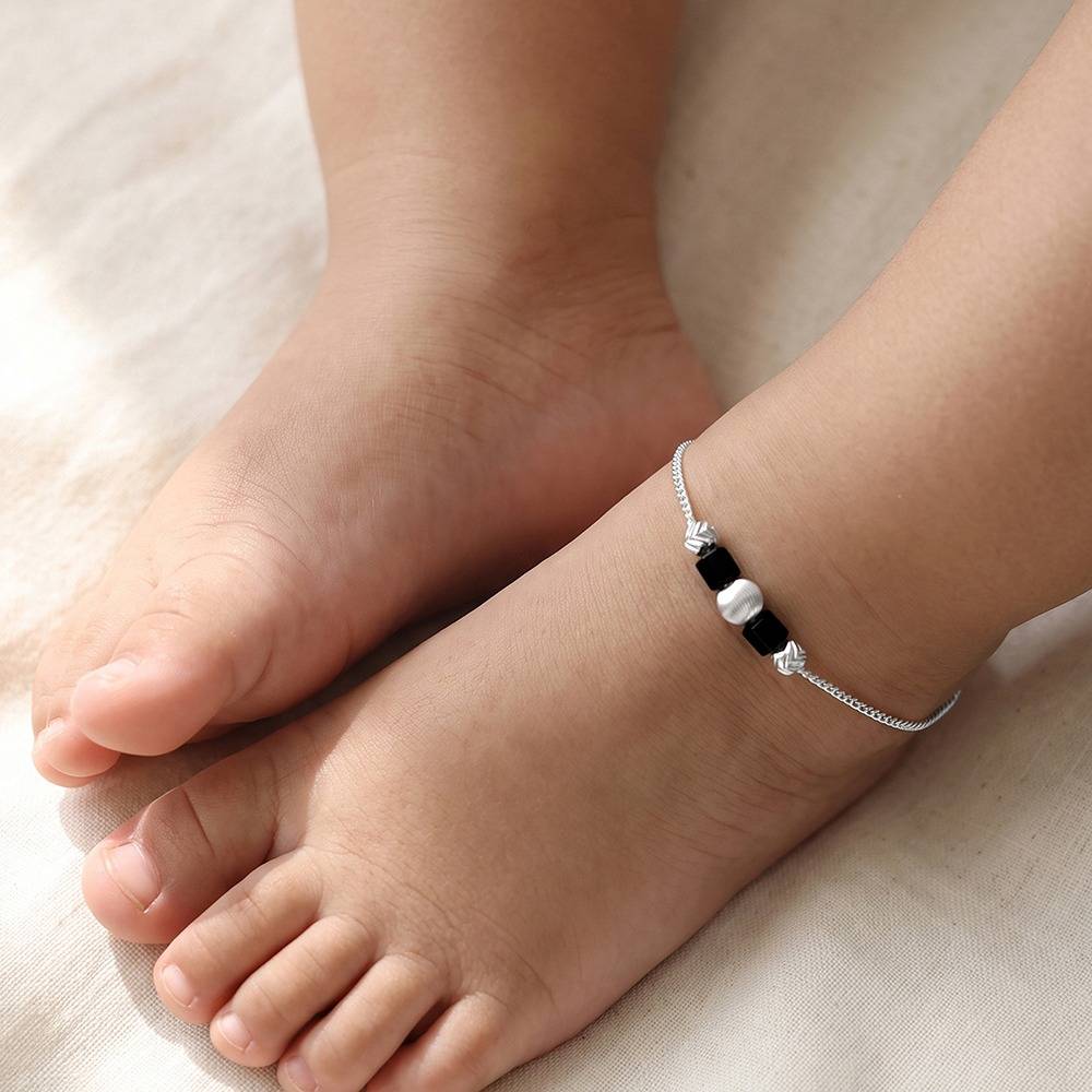 925 Silver Stylish Beads Kids Anklet| Gifts For Women And Girls | With Certificate Of Authenticity And 925 Stamp | 6  : TLKA07