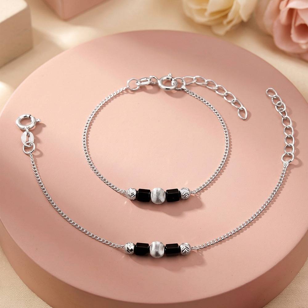 925 Silver Stylish Beads Kids Anklet| Gifts For Women And Girls | With Certificate Of Authenticity And 925 Stam : TLKA07TLKA07
