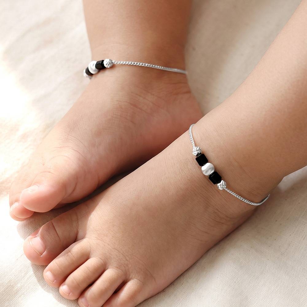 925 Silver Stylish Beads Kids Anklet| Gifts For Women And Girls | With Certificate Of Authenticity And 925 Stam : TLKA07TLKA07