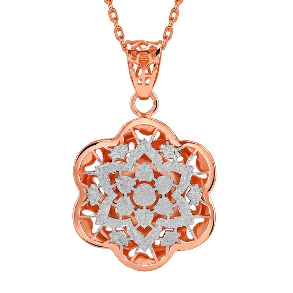 925 Silver Dual Tone Eloria Silver Pendant With Link Chain|Necklace To Gift Women & Girls | With Certificate Of Aut : TLPD0114