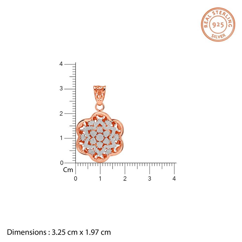 925 Silver Dual Tone Eloria Silver Pendant With Link Chain|Necklace To Gift Women & Girls | With Certificate Of Aut : TLPD0114