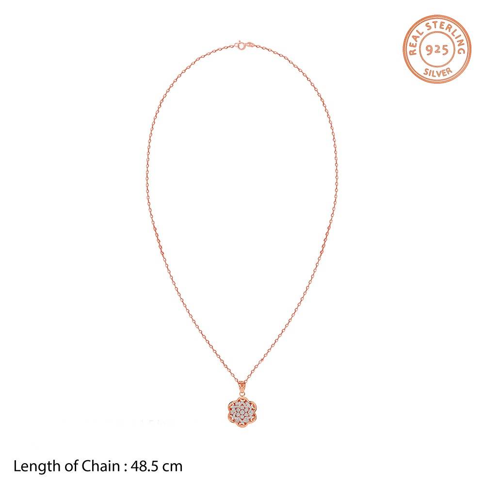 925 Silver Dual Tone Eloria Silver Pendant With Link Chain|Necklace To Gift Women & Girls | With Certificate Of Aut : TLPD0114