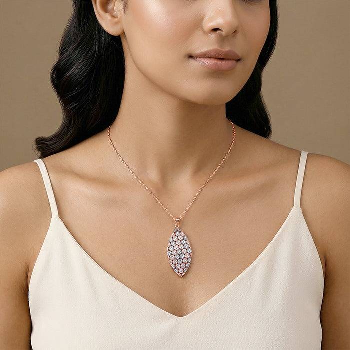 925 Silver Dual Tone Verdant Glow Silver Pendant With Link Chain|Necklace To Gift Women & Girls | With Certificate  : TLPD0117