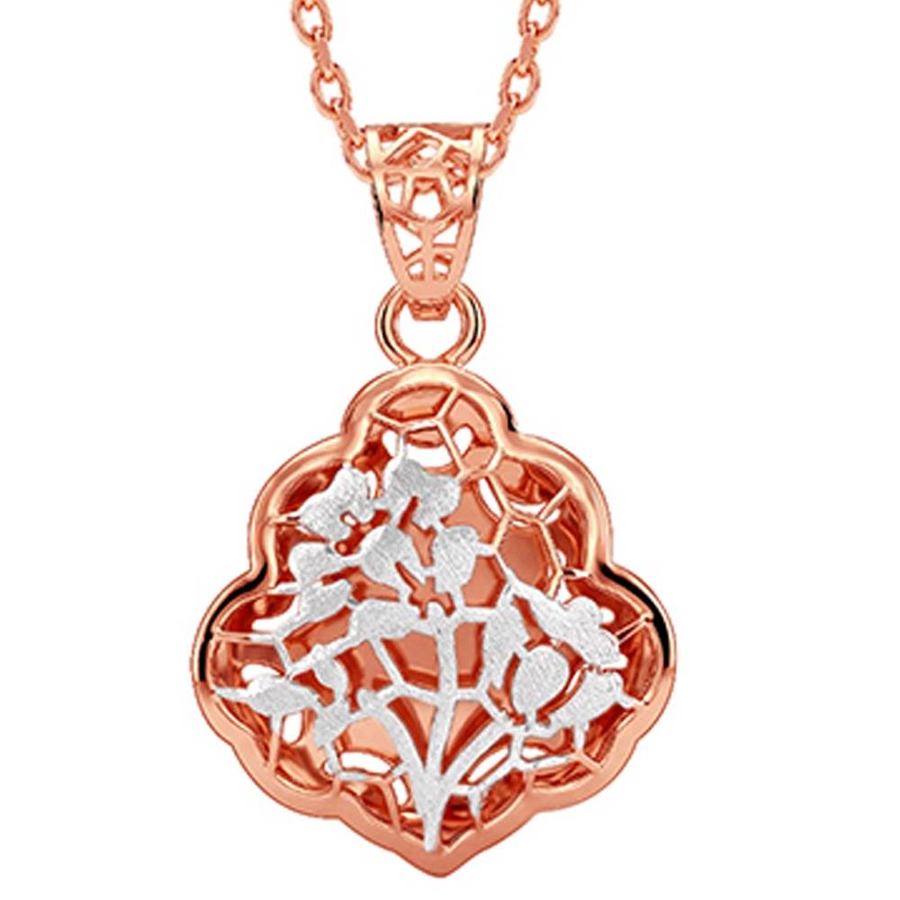 925 Silver Dual Tone Floral Frame Silver Pendant With Link Chain|Necklace To Gift Women & Girls | With Certificate  : TLPD0123