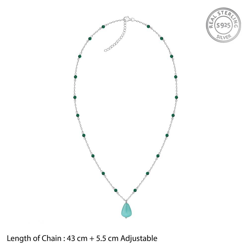 925 Silver Hue Flow Necklace|Pendant To Gift Women & Girls | With Certificate Of Authenticity And 925 Stamp |6 Mont : TLPD0129