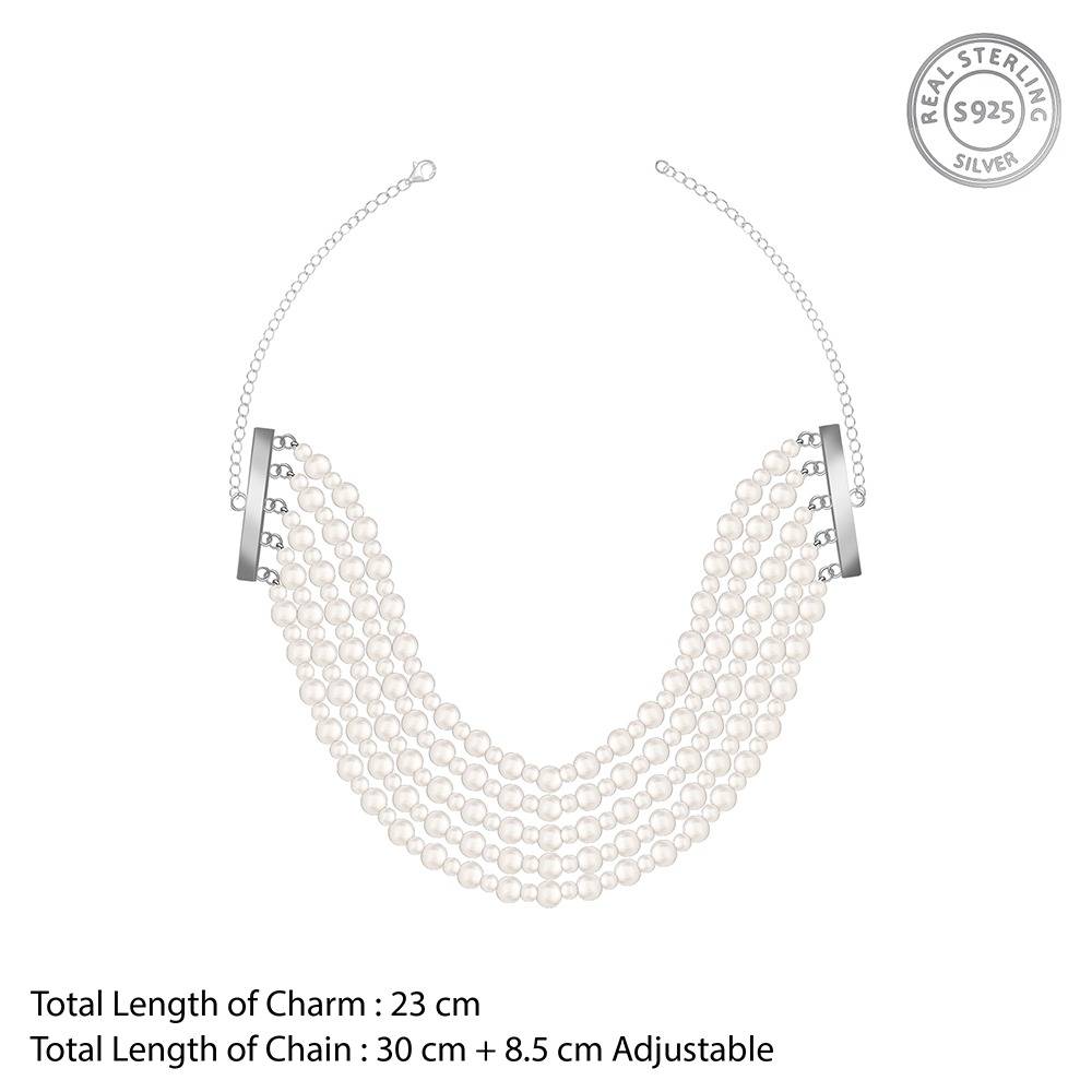 925 Silver Doris Pearl Necklace|Pendant To Gift Women & Girls | With Certificate Of Authenticity And 925 Stamp | 6  : TLPD0144